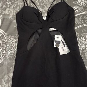 AREA Elegant Black Backless Dress